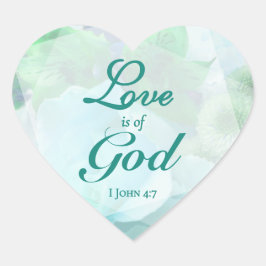 Love is of God Pale Teal Rose Herz-Aufkleber