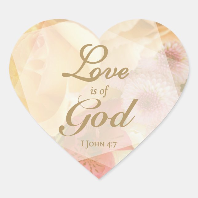 Love is of God Pale Yellow Rose Herz-Aufkleber (Vorderseite)