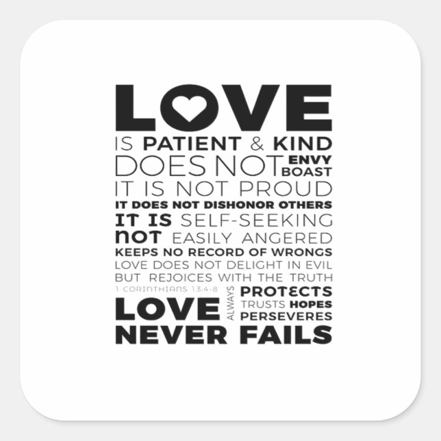 Love Is Patient And Kind Classic Appeal  Quadratischer Aufkleber (Vorderseite)
