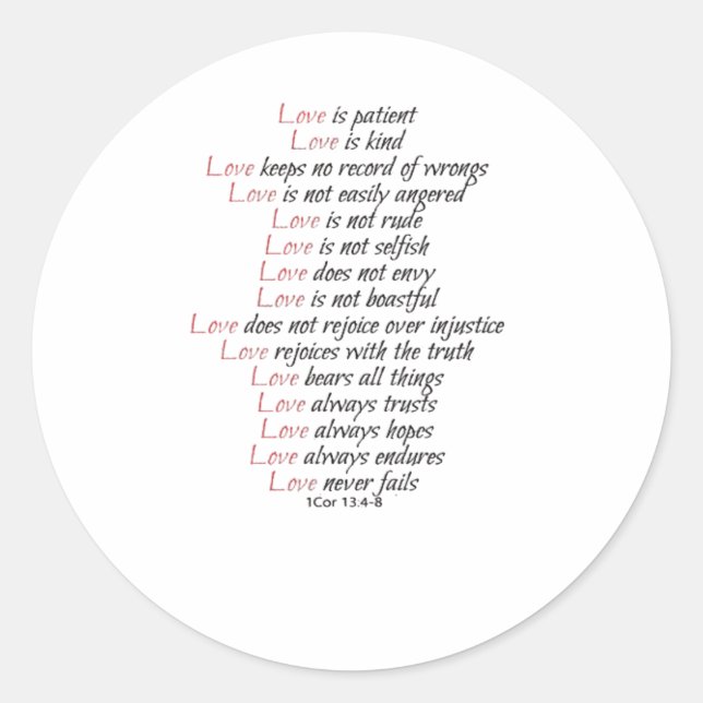 Love Is Patient Elegant Style  Runder Aufkleber (Vorderseite)
