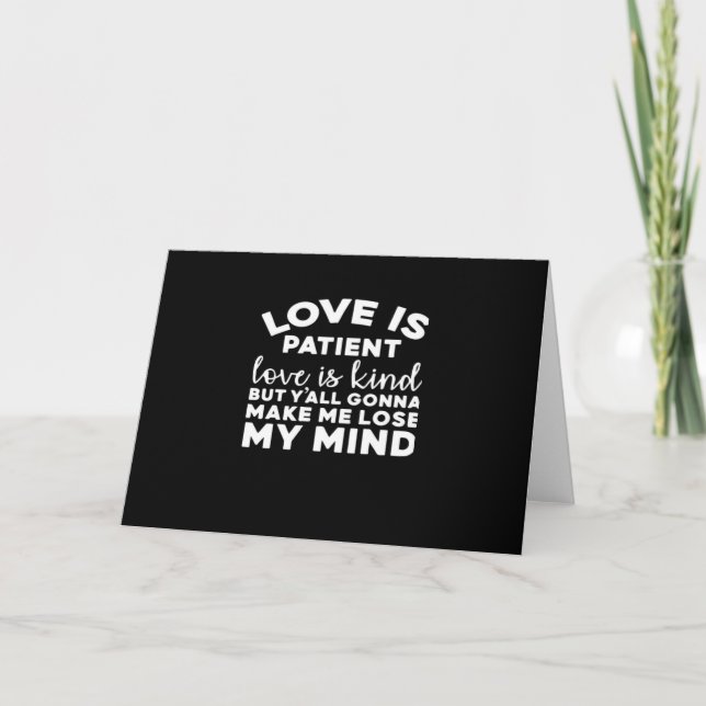 Love Is Patient Love Is Kind Funny Christian Weddi Karte (Vorderseite)