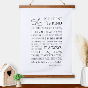 Love Is Patient Love is Kind, Home Wall Art Sign Wandteppich Mit Holzrahmen