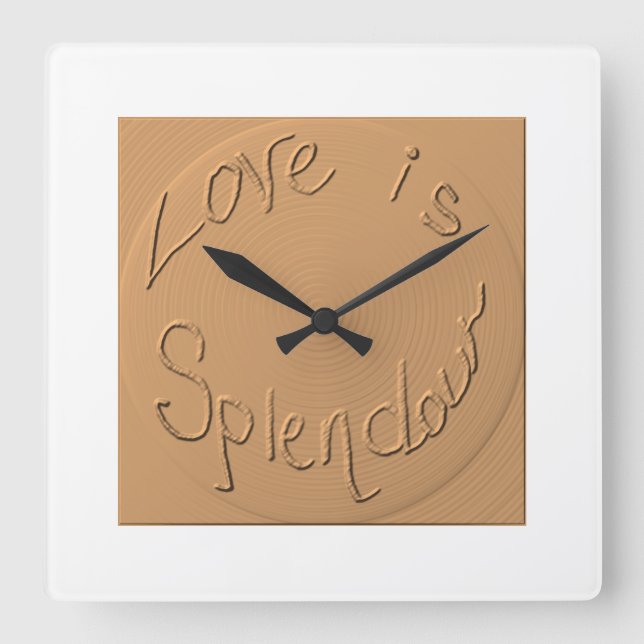 "Love is Splendour" Gold Relief >Wall Clocks Quadratische Wanduhr (Vorderseite)
