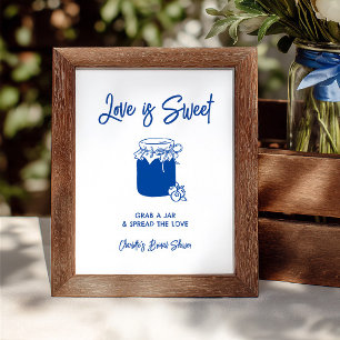 Love Is Sweet Blue Hochzeits-Jam-Bar-Schild
