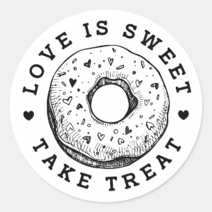 Love is Sweet Donut Hochzeit Runder Aufkleber