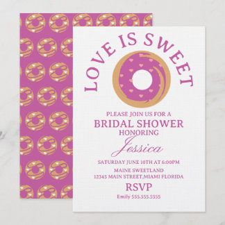 Love is sweet donut with hearts Bridal Shower Einladung