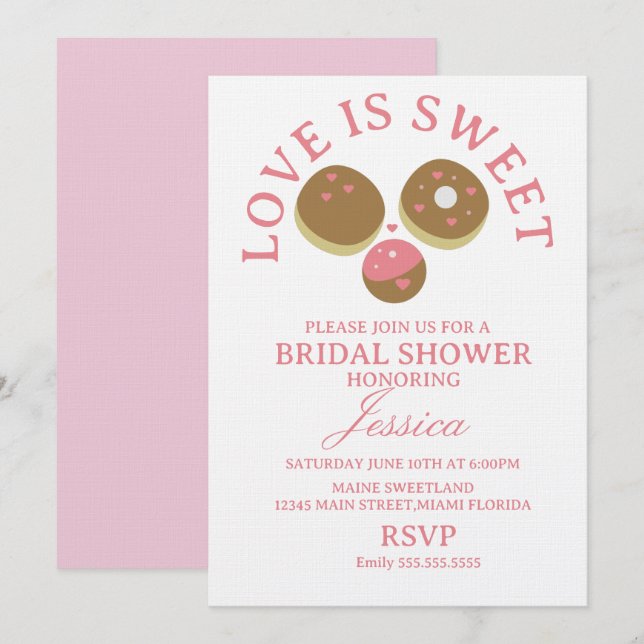Love is sweet donuts Bridal Shower Einladung (Vorne/Hinten)