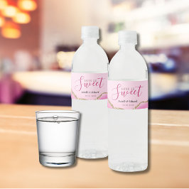 Love Is Sweet Gold & Pink Agate Stone Wedding