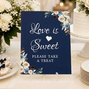 Love Is Sweet Navy Blau Neutrale Florale Hochzeit Poster