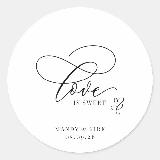 Love Is Sweet Sticker | Wedding Favor & Treat Bag  (Devant)