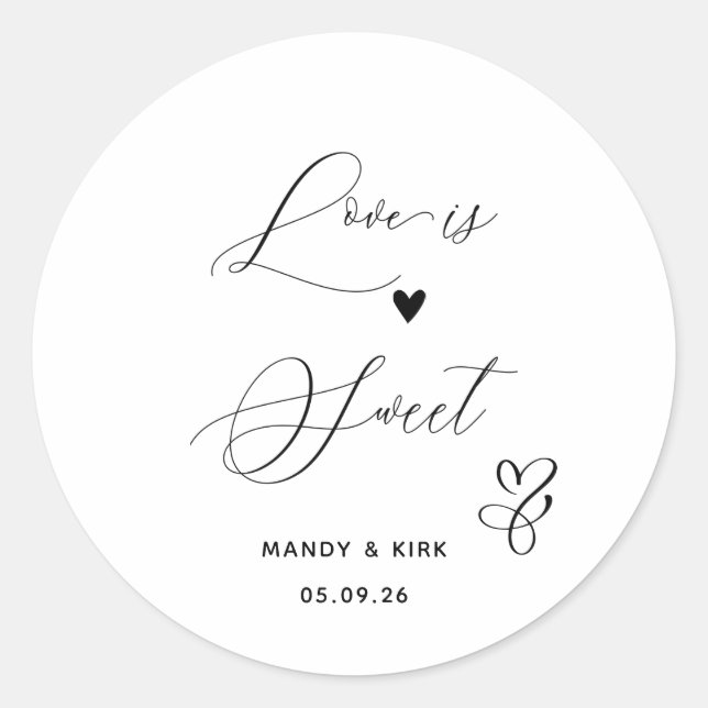 Love Is Sweet Sticker | Wedding Favor & Treat Bag  (Devant)