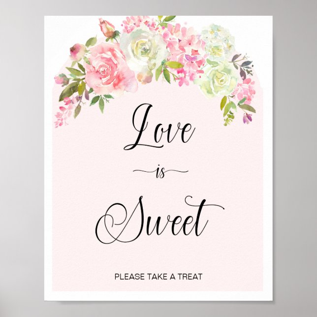 Love is Sweet Take a Treat Blush & Cream Sign. Poster (Vorne)