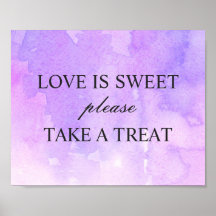 Love is sweet take a treat. Purple lilac wedding