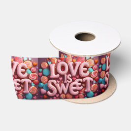 Love Is Sweet Valentine Wedding Typography Satinband