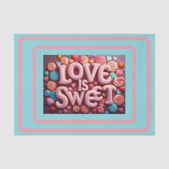 Love Is Sweet Valentine Wedding Typography Seidenpapier (Vorderseite)