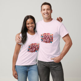 Love Is Sweet Valentinstag Hochzeit Typography T-Shirt