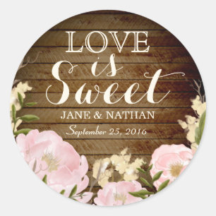Love is Sweet Wood Look Mariage Sticker
