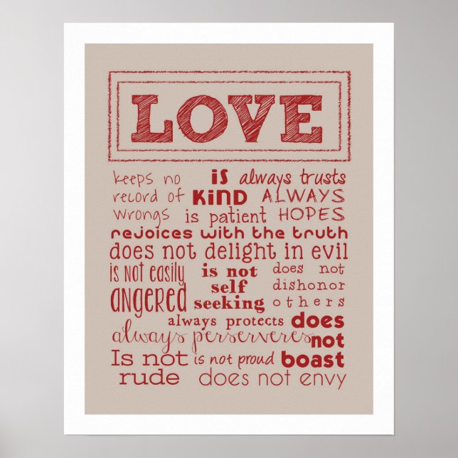 Love is..... Typography Art Print Poster (Vorne)