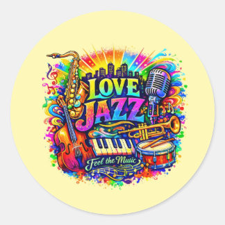 Love Jazz - Fühle die Musik Runder Aufkleber