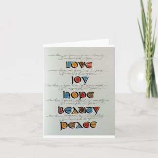 LOVE JOPE HOPE PEACE BEAUTY CARTE POUR NOTES