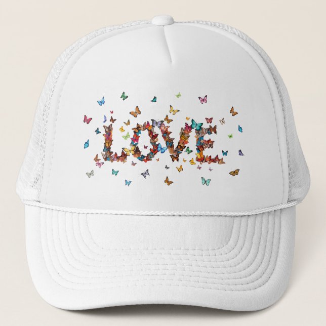 LOVE Joy Butterfly Print | Colorful Inspirational Truckerkappe (Vorderseite)