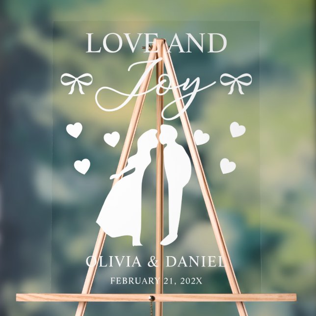 Love & Joy Custom Wedding Acrylschild (Neutral)