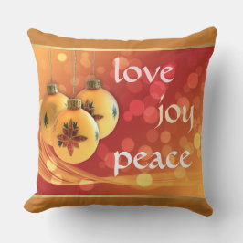 Love Joy Peace Christmas Blessings Gold Ornaments Kissen