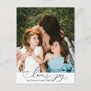Love & Joy   Weihnachtstypografie-Fotokarte Postkarte