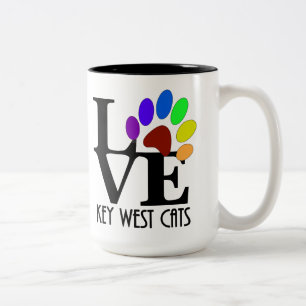 LOVE Key West (sechszehige) Katzen 15oz Zweifarbige Tasse