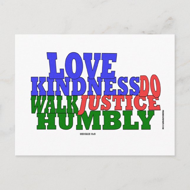 lOVE KINDNESS WALK HUMBLY Micah 6:8 Postkarte (Vorderseite)