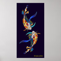Love Kissing Koi poisson Mariage Poster vertical