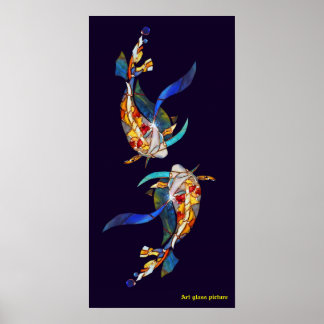 Love Kissing Koi poisson Mariage Poster vertical