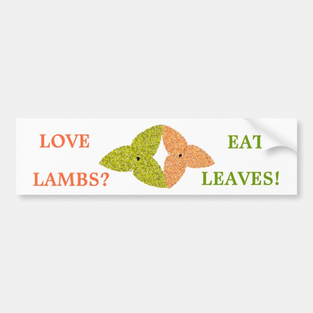 Love Lambs Mange Feuille Bumper Sticker (Devant)