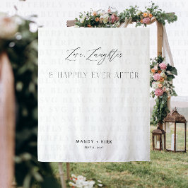 Love Laughter Happily Ever After Wedding Backdrop Wandteppich