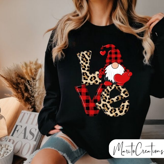 Love Leopardo Buffalo Paild Gnome Valentine´s Day Sweatshirt (Von Creator hochgeladen)