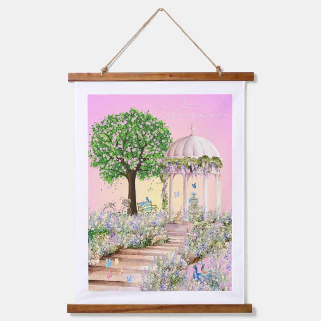 Love Letter Design - Love, Spring xxoo Wandteppich Mit Holzrahmen (Vorderseite)