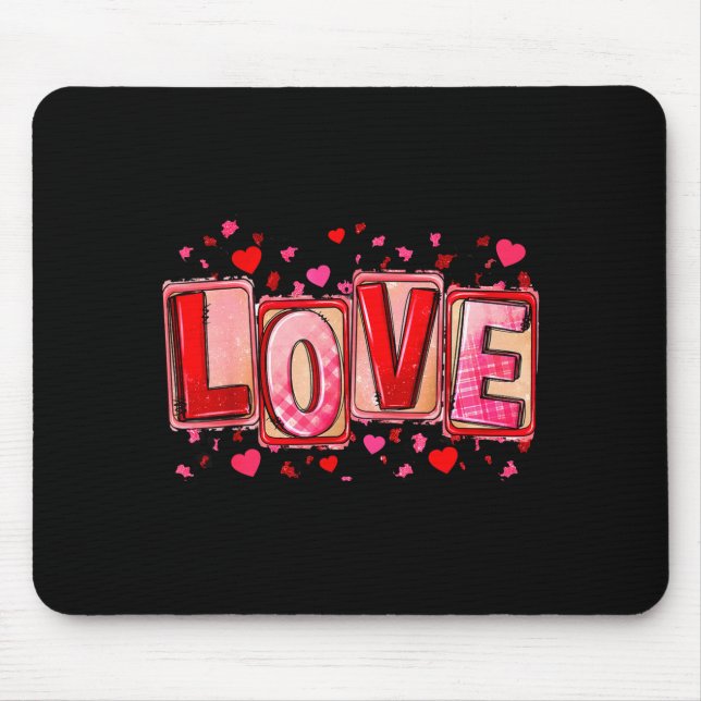 Love Lettering Leopard Day Pink Valentine s Mousepad (Vorne)