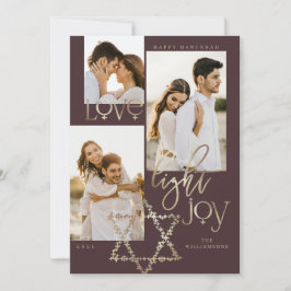 Love Light Joy Star David Hanukkah Foto Collage Feiertagskarte