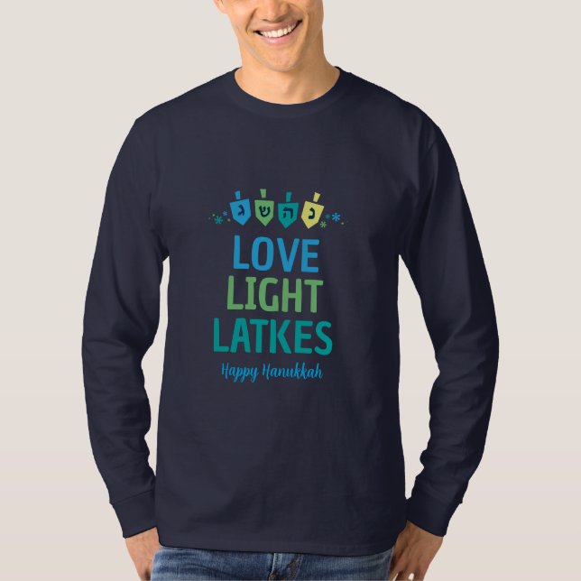 Love Light Latkes Hanukkah Long Sleeve Men's Shirt (Vorderseite)