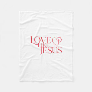 Love Like Jesus Button with Cross inside a Heart Fleecedecke