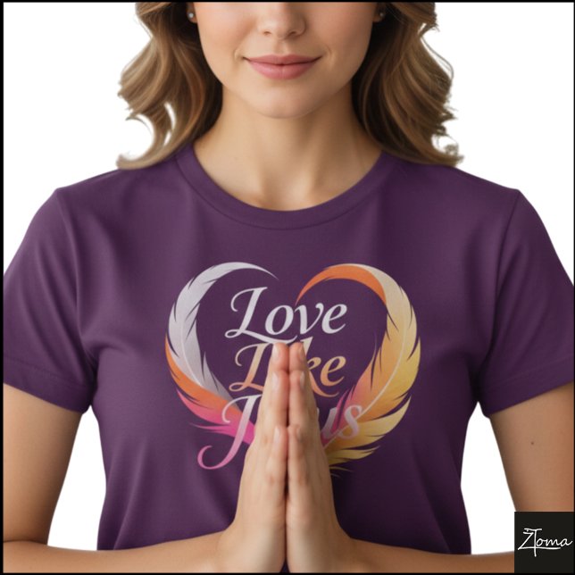 Love Like Jesus Feather Heart Script T-Shirt (Sample design. Several style are available to choose from, with the option to add a name & color.
)