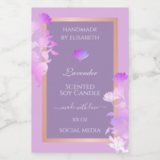 Love Lila Floral Product Packaging Labels & Lebensmitteletikett (Einzelnes Label)