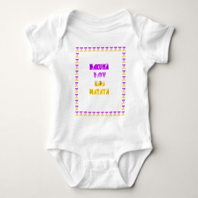 Love Lila und gelbe Hakuna Matata Baby Kinder G Baby Strampler (Vorderseite)