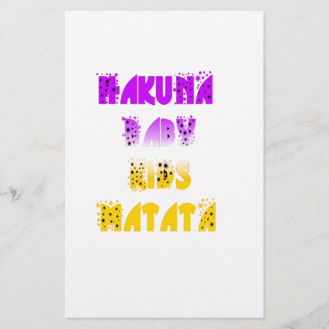 Love Lila und gelbe Hakuna Matata Baby Kinder G Briefpapier (Vorderseite)