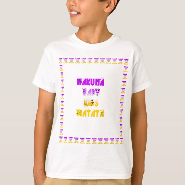 Love Lila und gelbe Hakuna Matata Baby Kinder G T-Shirt (Vorderseite)