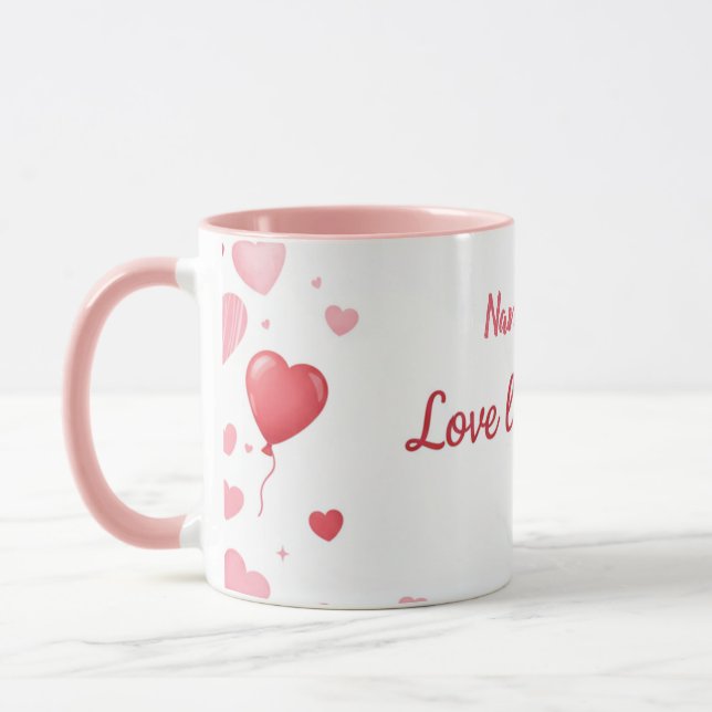 Love lives here - Pink and Red hearts  Tasse (Links)