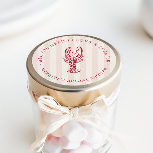 Love & Lobster   Strand Hochzeitsdusche Geschenk Runder Aufkleber