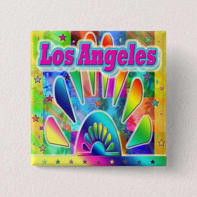 Love Los Angeles Sun & Palms Button (Vorderseite)