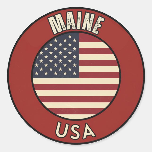 Love Maine Gift - Cute ME State Souvenir Runder Aufkleber (Vorderseite)