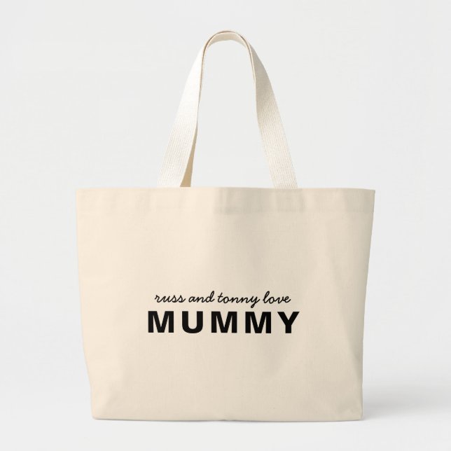Love Mama | Modern Bold Kids Names Design Jumbo Stoffbeutel (Vorne)